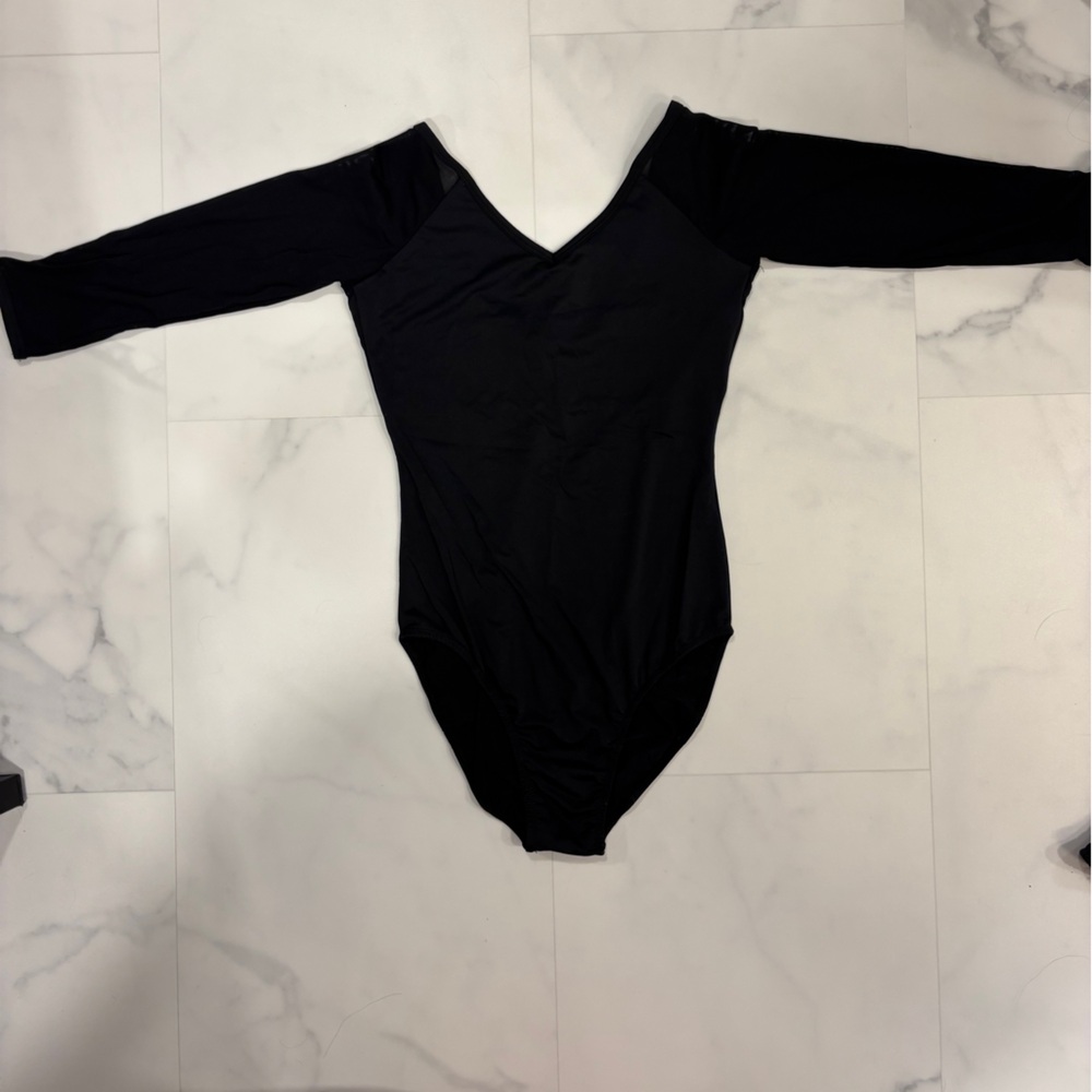 Ballet Leotard: Black V-Neck Women's